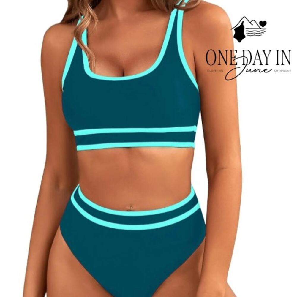 Blooming Jelly High Waist Crop Bikini Swimsuit Size XL